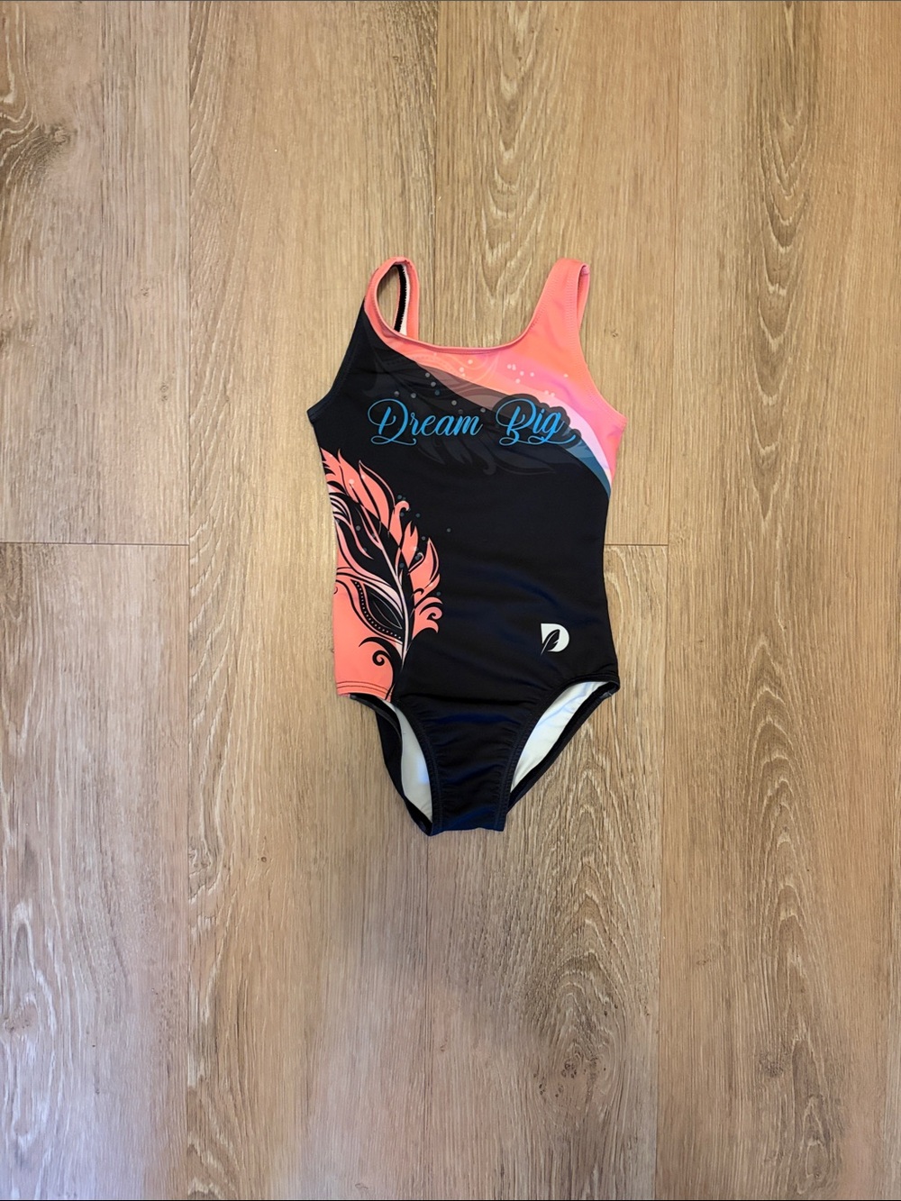 Dream Big Kids One-Piece Leotard— Coral and Black